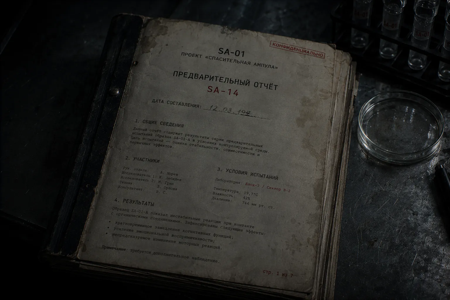 [ПРОТОКОЛ ИССЛЕДОВАНИЯ] Объект №: SA-14 (предварительные отчёты)